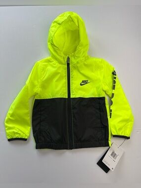 Nike Size 3T Windbreaker Full-Zip Hoodie Volt Yellow Jacket Toddler Kid Unisex